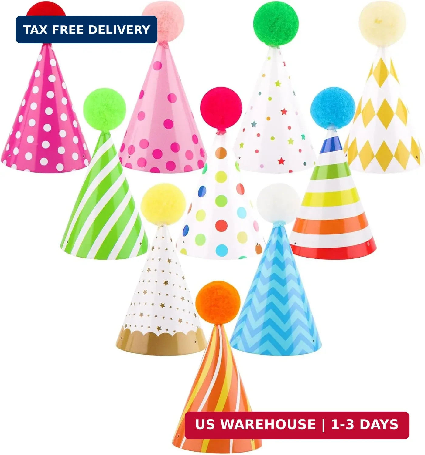 10 PCS Colorful Mini Party Hats for Stuffed Animals Lovely Paper Cone Tiny Birth