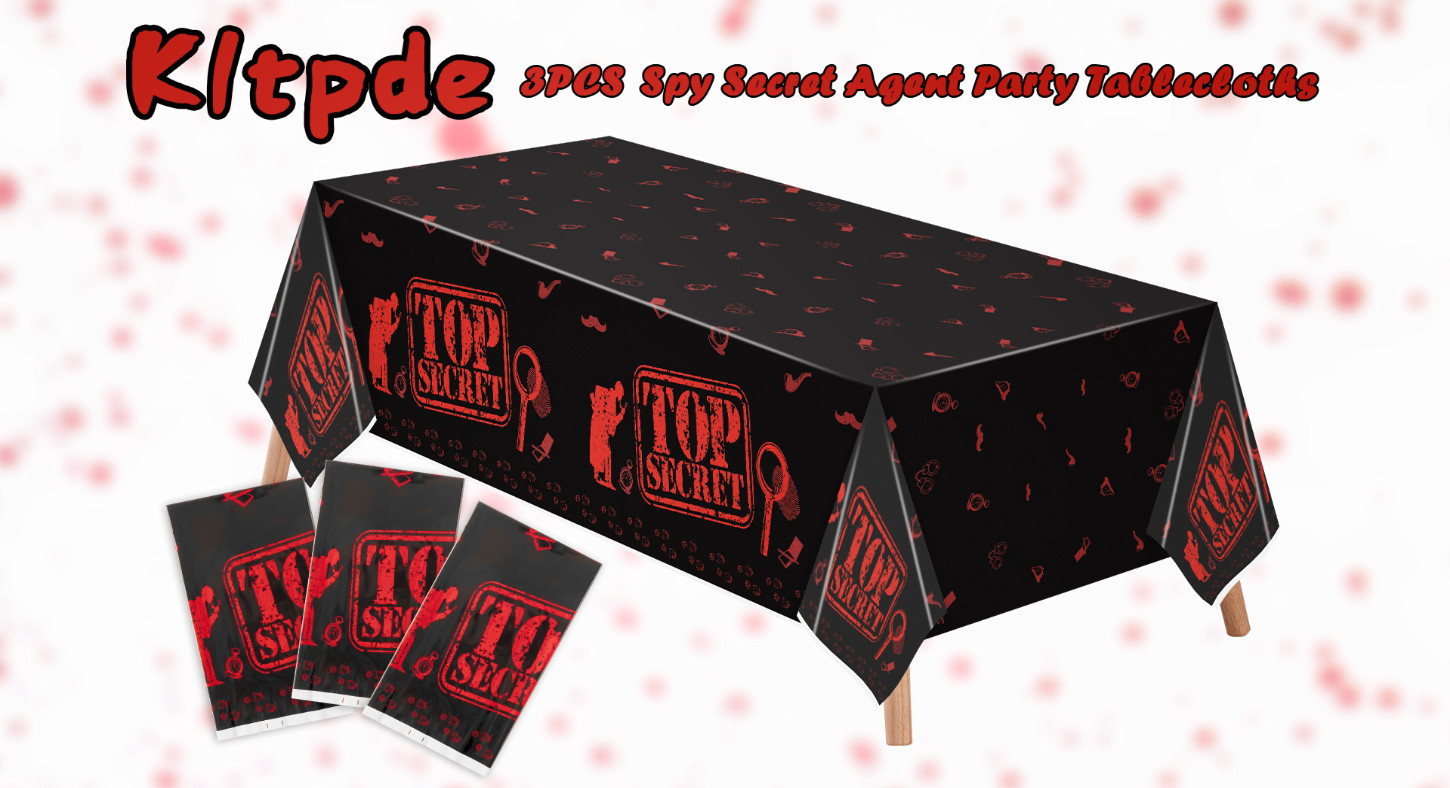 3PCS Spy Party Tablecloths – Kids Birthday Secret Agent Theme Table Covers, Plas