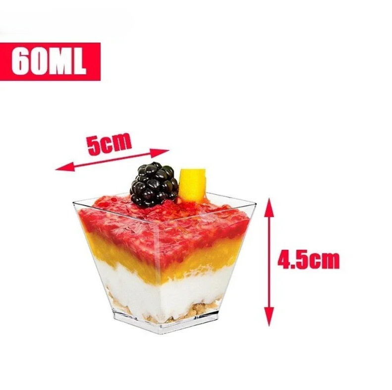 20pcs Disposable Plastic Mousse Cups Ladder Shape Dessert Pudding Cups