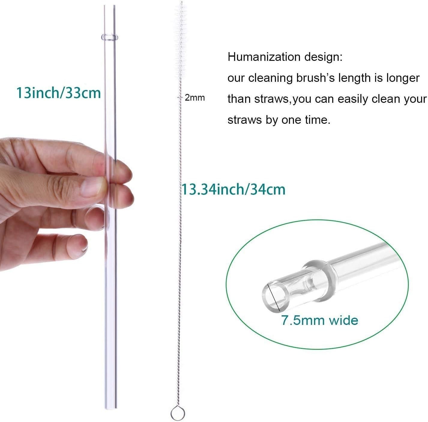 BPA-Free 13” Reusable Straws with Brush – Ideal for Hydro Flasks & Yeti Tumblers