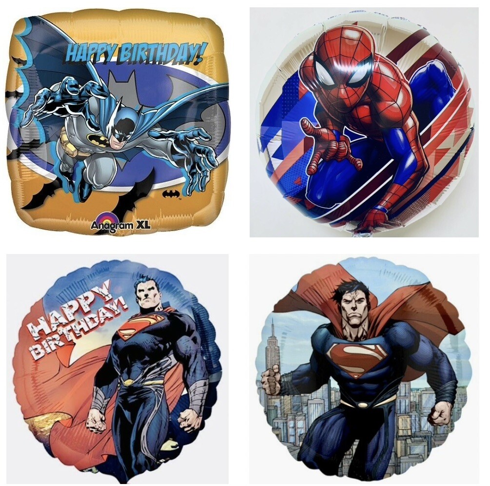 Superman 18″ Batman Robin Spider-Man Foil Mylar Happy Birthday Party Balloons
