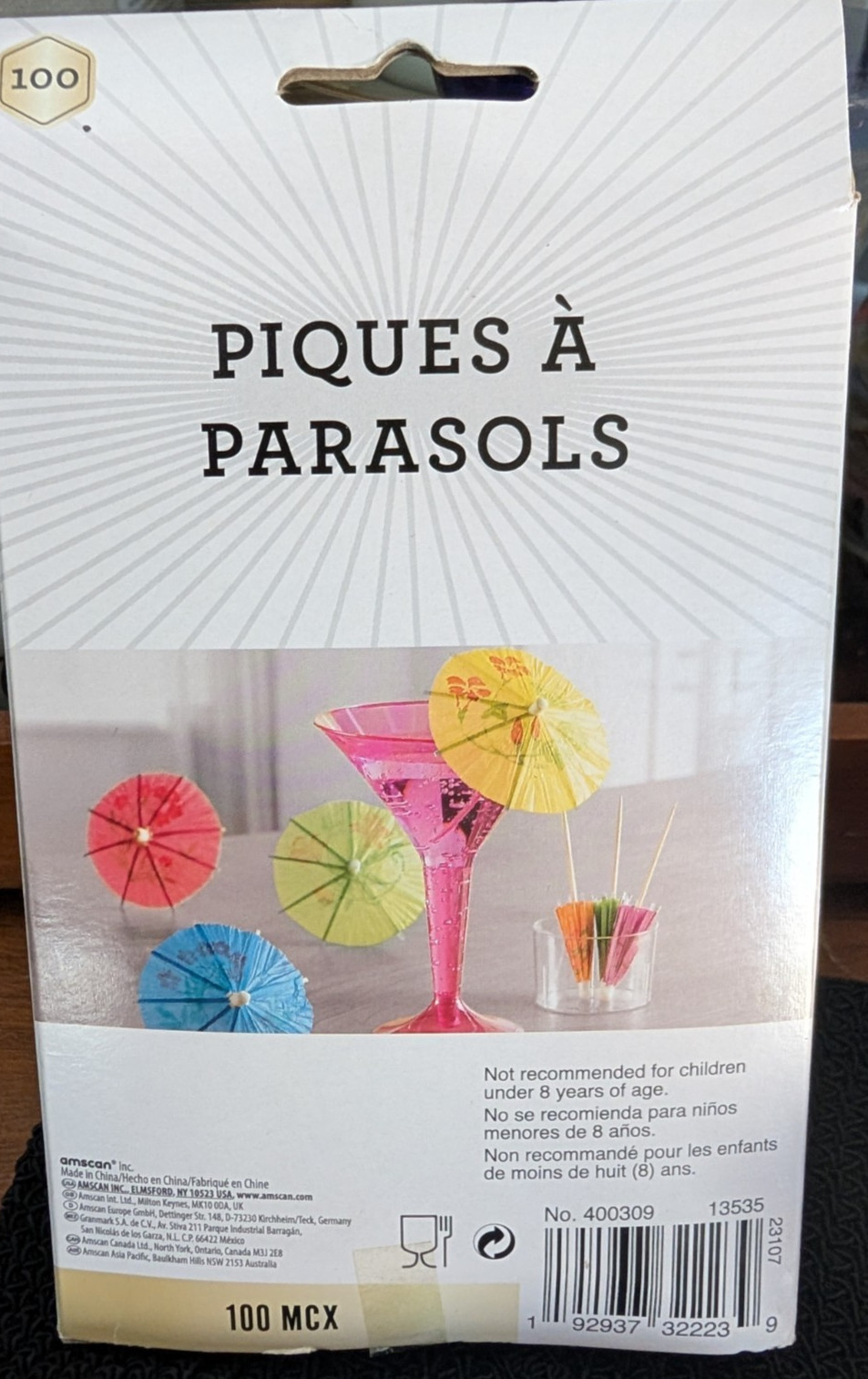 Parasol Picks For Drinks/ Coctails,100 PCS In A Pack, Multi Color, One Box.
