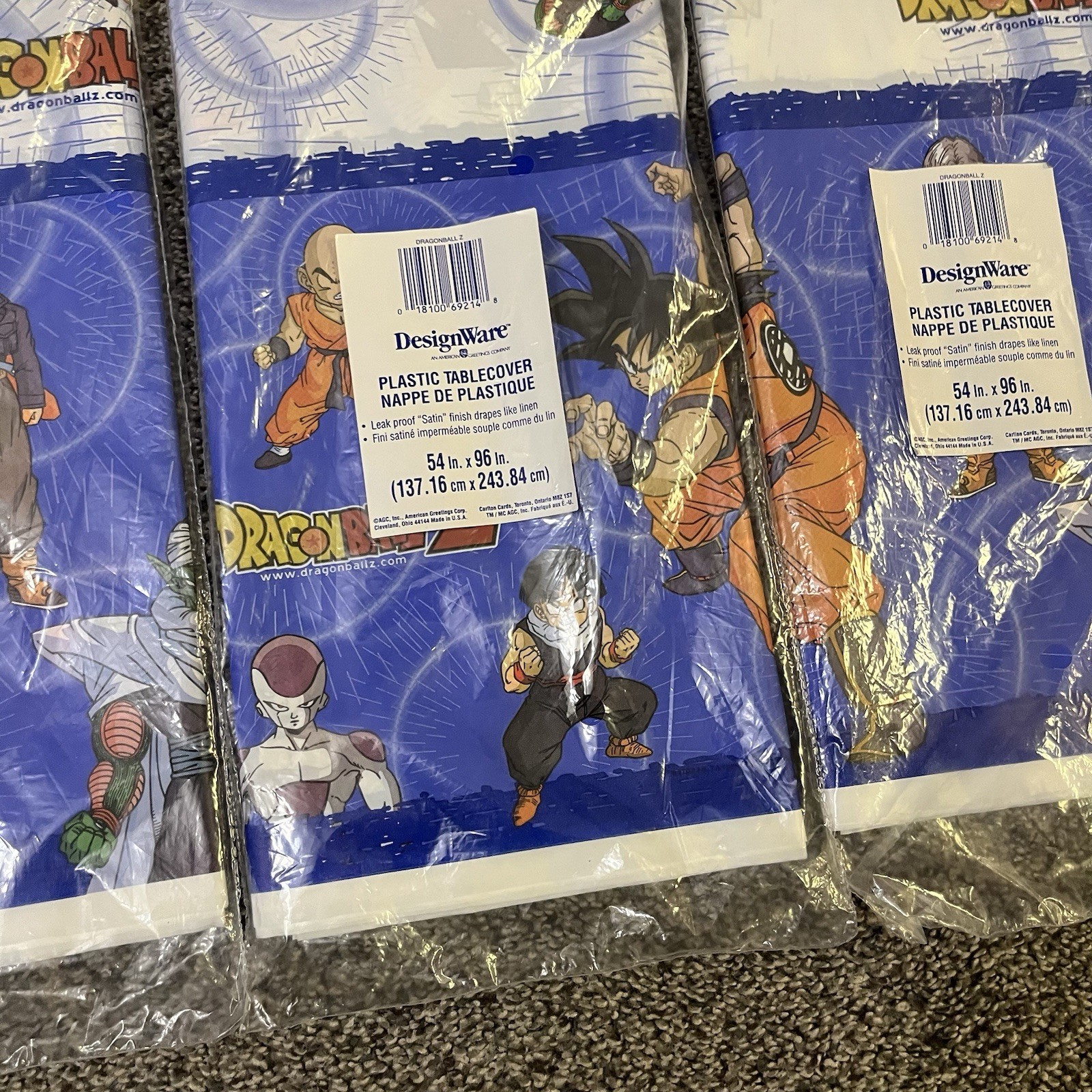 Lot 3 Dragon Ball Z Tablecover Party Decoration Goku Birthday Supplies NOS 1999