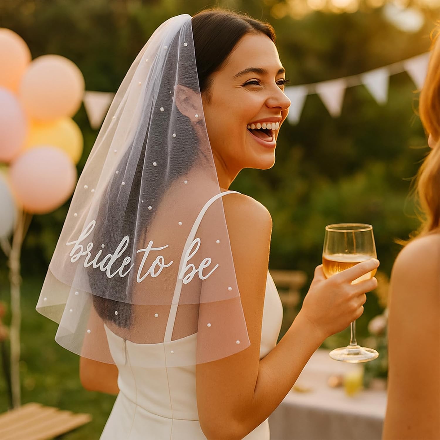 Bride to Be Veil with Pearls Bachelorette Party Bridal Shower Accessory