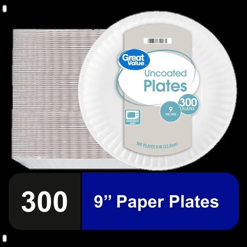 Disposable Microwave Safe Paper Plates 9in Durable Leak Resistant 300ct New