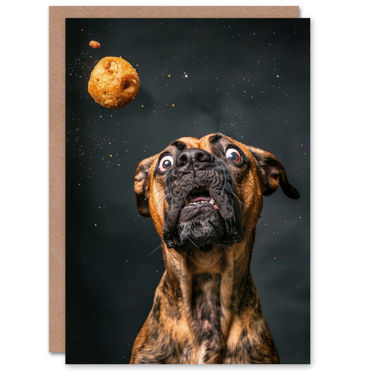 Birthday Card Dog Treat Funny Photo Animal Lover Art All Occasion Greeting Card