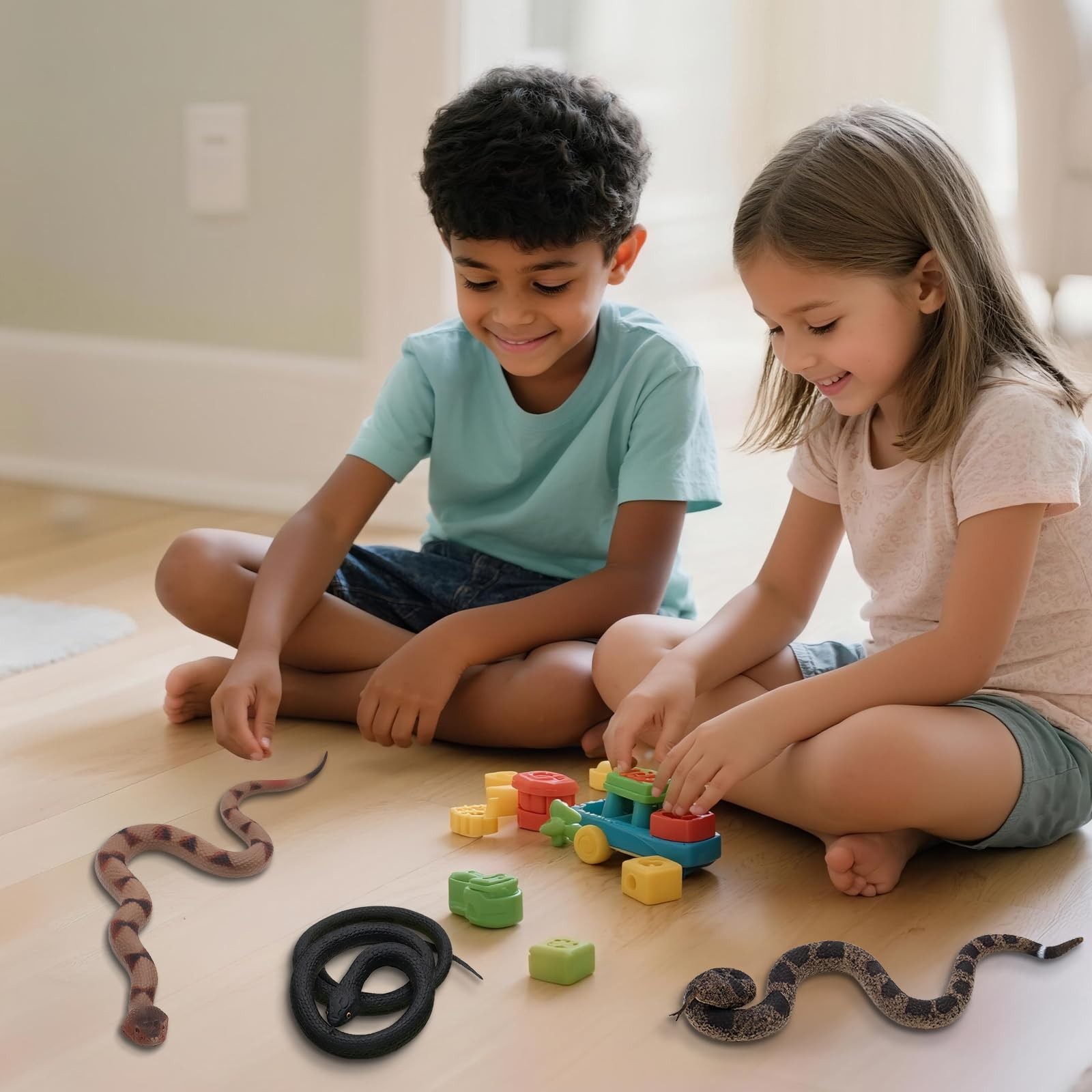 3 Realistic Rubber Snakes Bird Deterrent Prank Toy Set for Garden