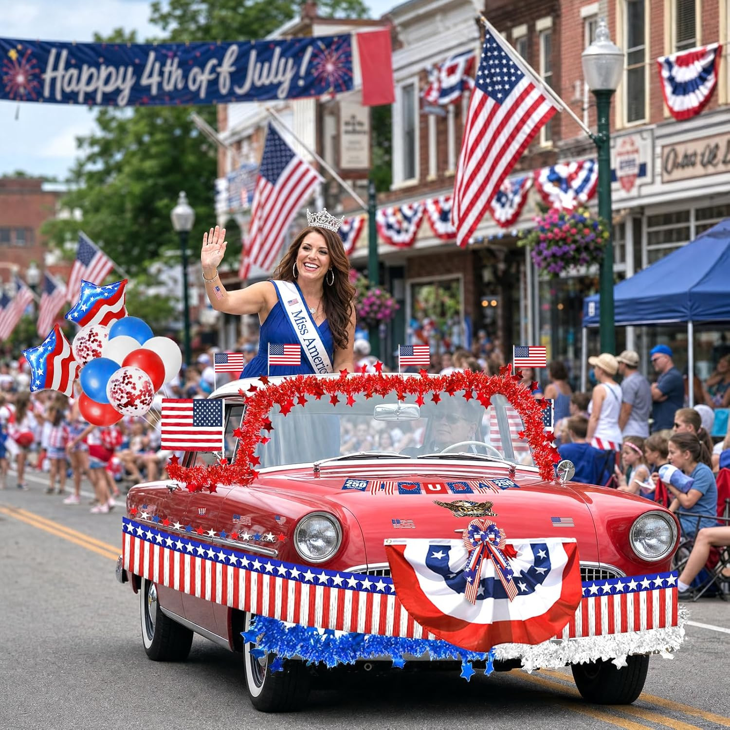 4Th of July Car Parade Decorations Patriotic Golf Cart Decor,250Th Anniversary D