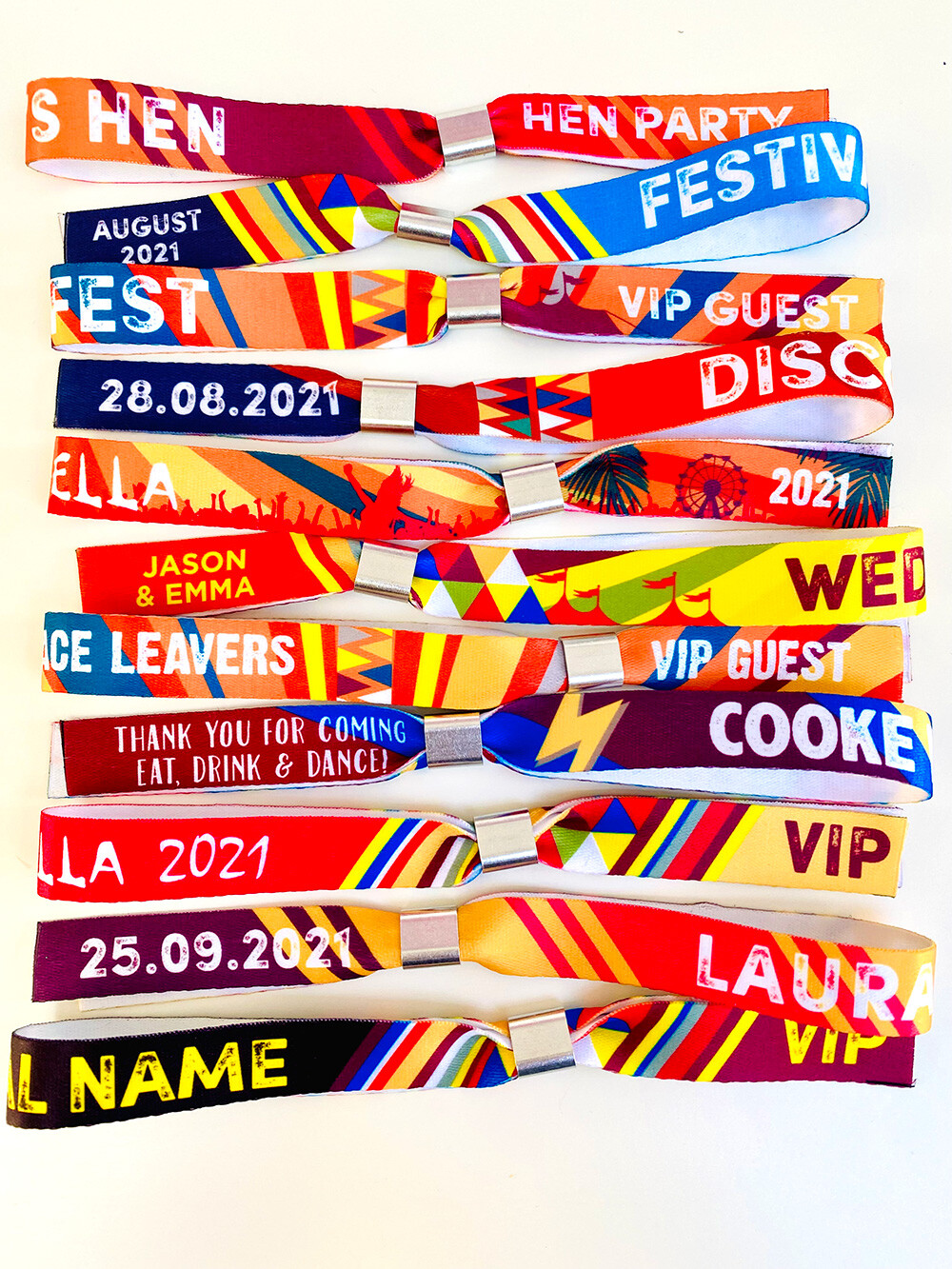 Personalised Party Event Wristbands – Customised Festival Fabric Wristbands