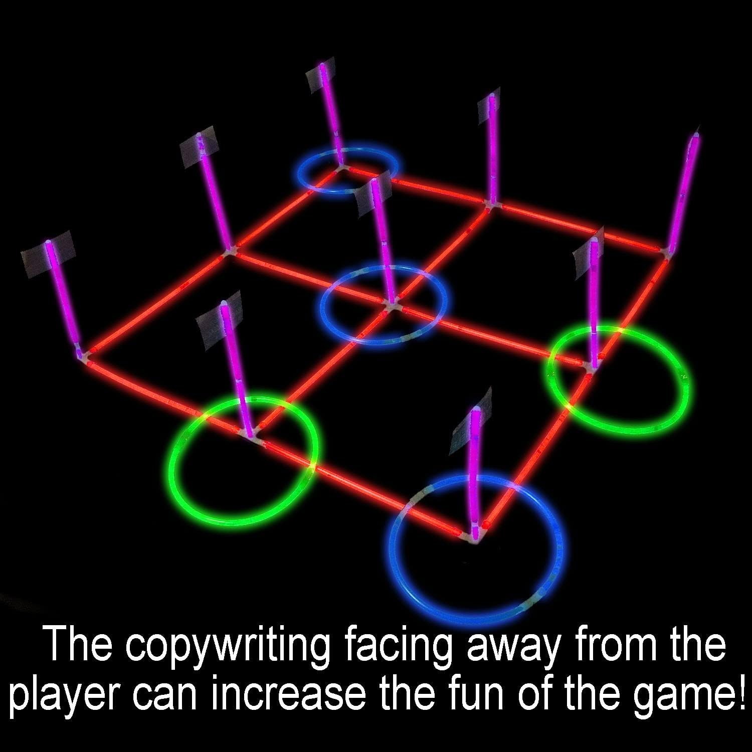 18.2 Inch 3-in-1 Glowing Ring Toss Tic Tac Toe Outdoor Game for Adults and Fa…