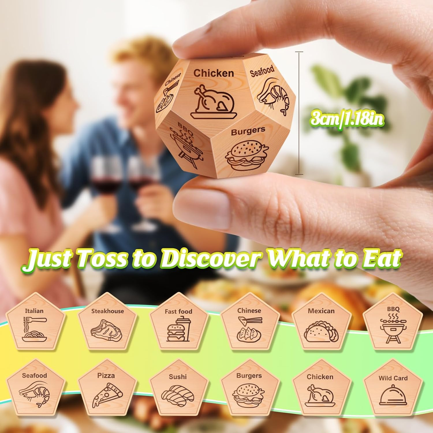 Date Night Food Decision Dice – Ideal Gift for Couples and Dads