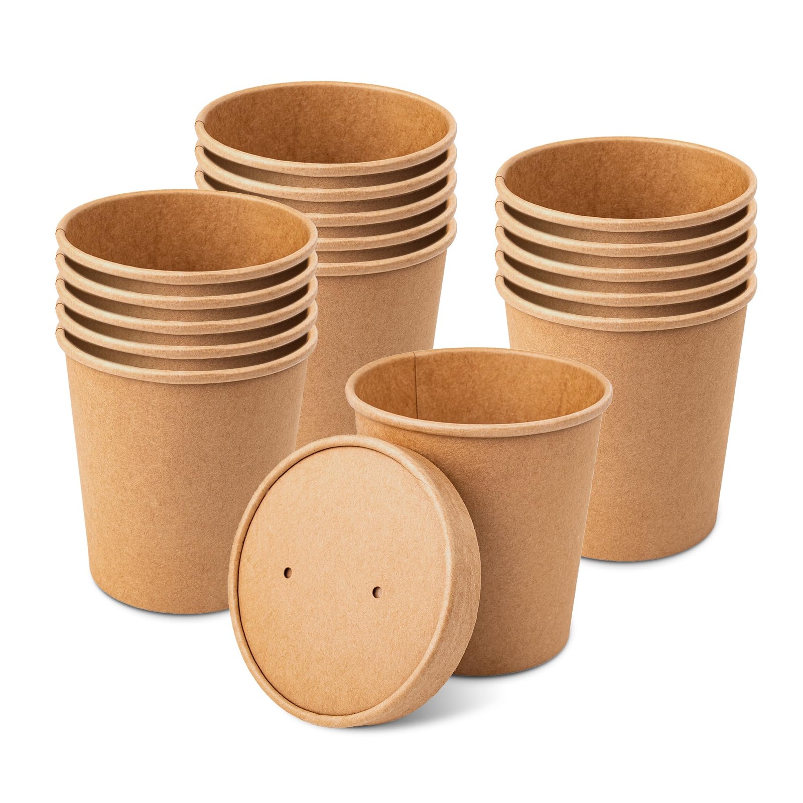 PakTalk [50 Pack Soup Containers with Lids, Disposable To Go Containers Kraft 16