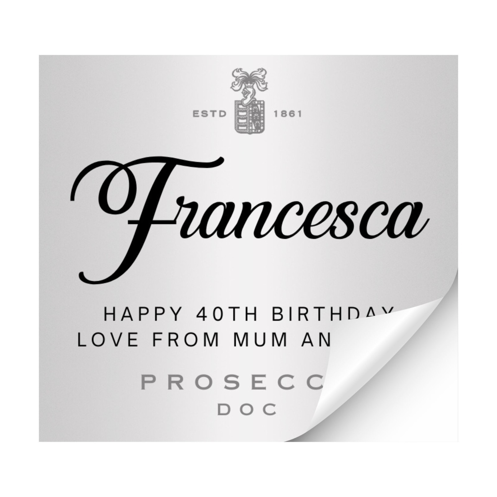 Personalised Prosecco Bottle Label Champagne Wine Gift Sticker for Any Occasion