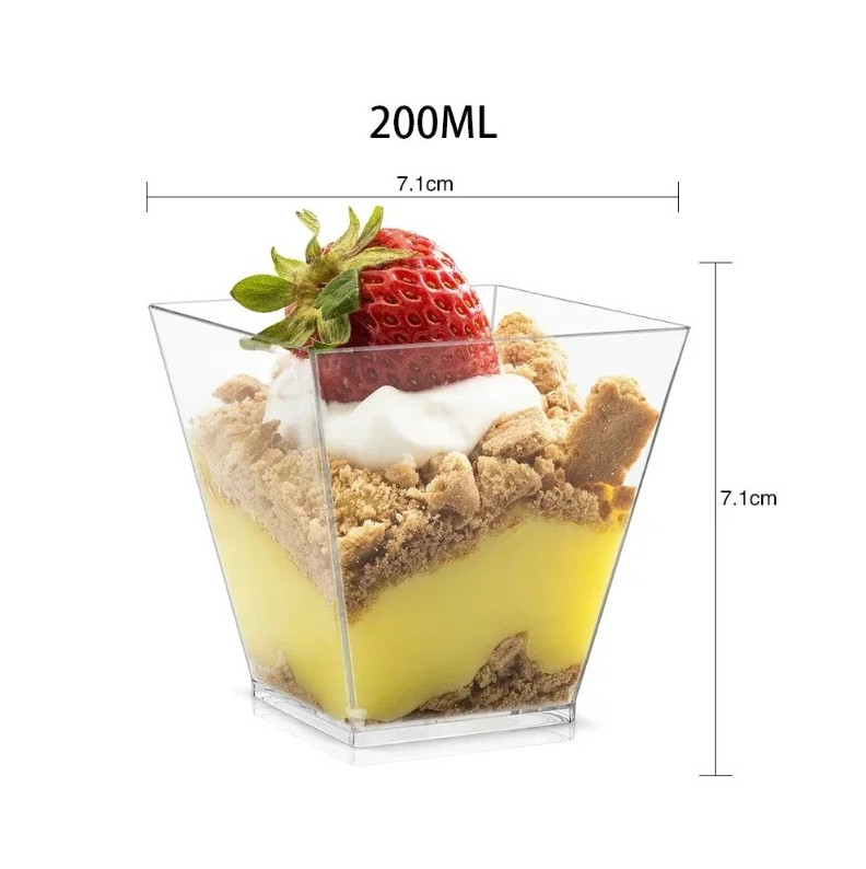 20pcs Disposable Plastic Mousse Cups Ladder Shape Dessert Pudding Cups