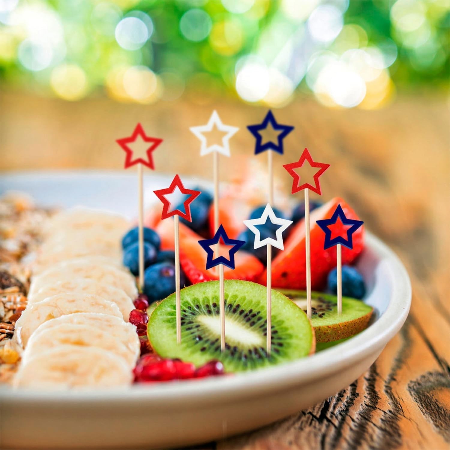 60 Counts 5.5 Inch Star Cocktail Picks Red White Blue Fancy Toothpicks Fruit …