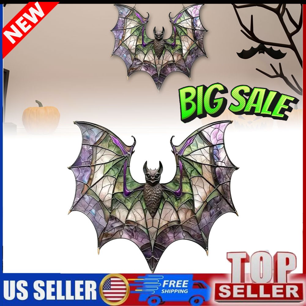 Contemporary Acrylic Bat Suncatcher Halloween Decor Home Wall Art Wreath GN