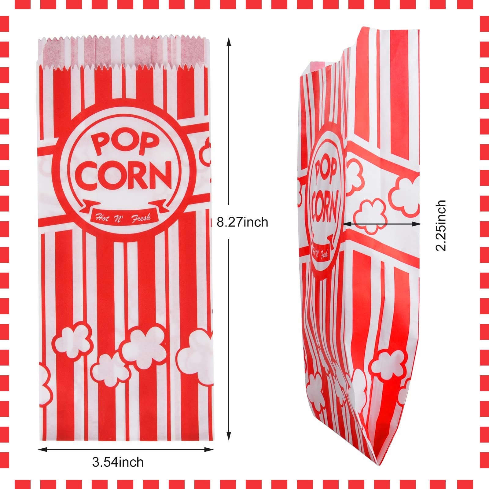 500 Paper Popcorn Bags – 1 oz Mini Serving Bags for Party, Carnival Supplies, Bu