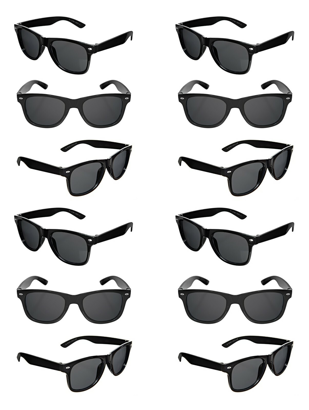 BLACK SUNGLASSES BULK 12 PACK Retro Vintage Fashion Sunglasses Party Favors