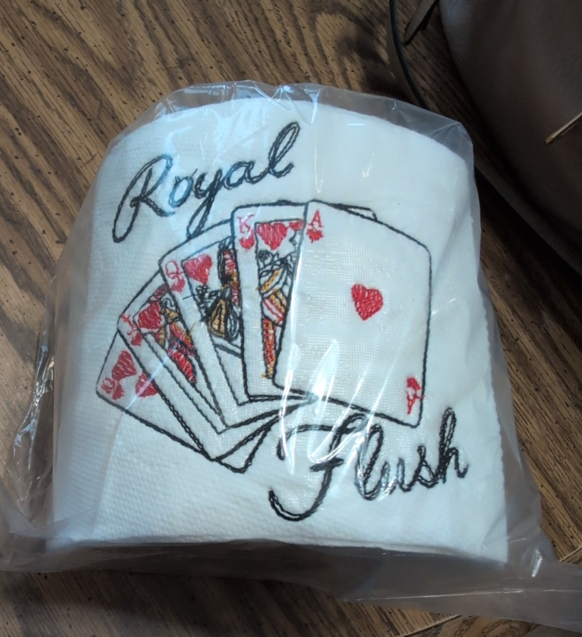 Embroidered toilet paper roll “ Royal Flush” Party Gag Gift decor