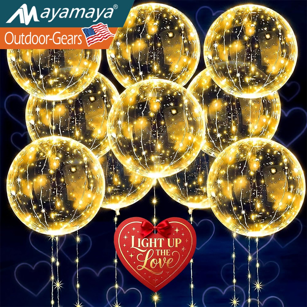10PCS LED Balloons with String Lights Light Up for Indoor Outdoor Decor Clear