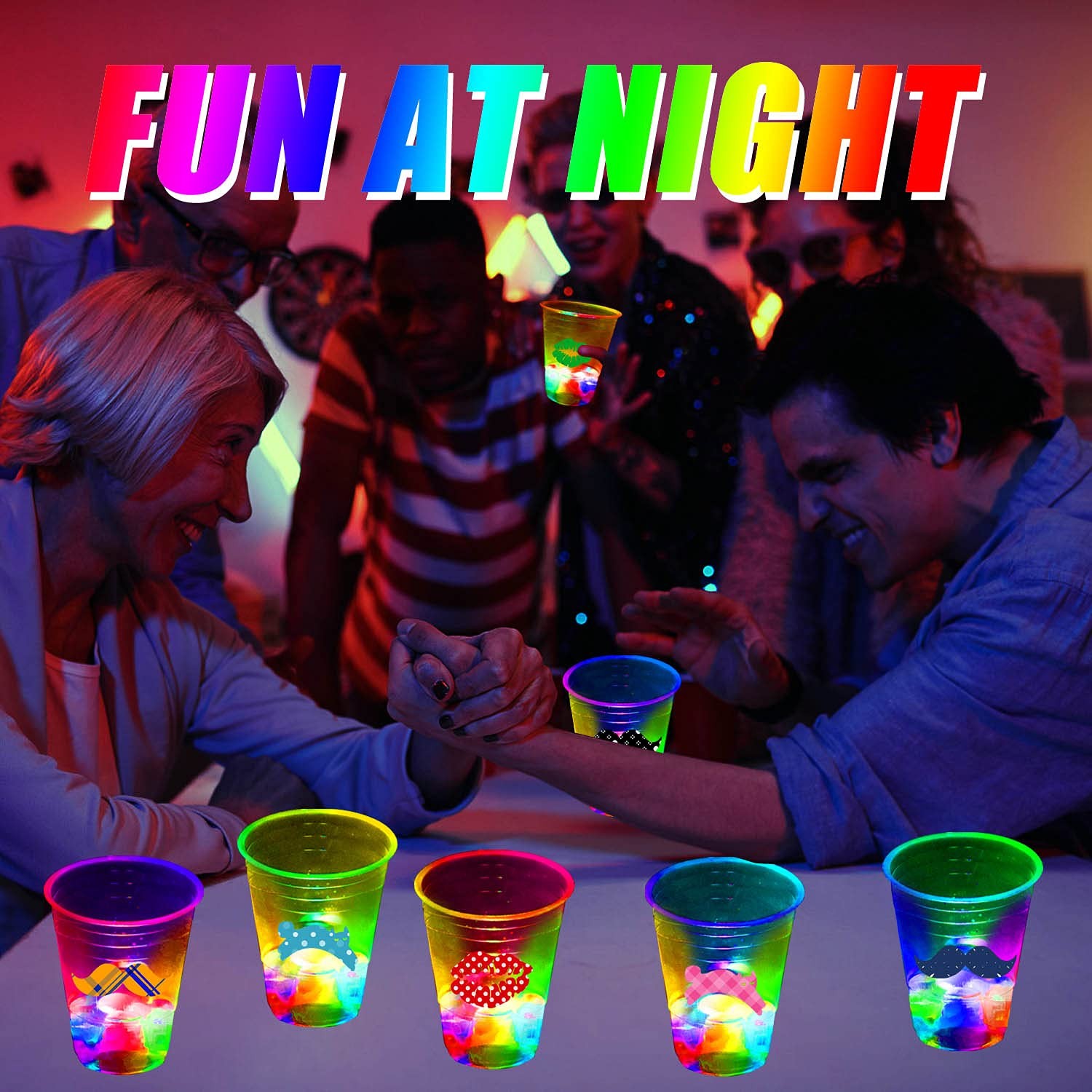 16oz Glowing Party Cups for Indoor Outdoor Party Event Fun,Light Up Flashing …