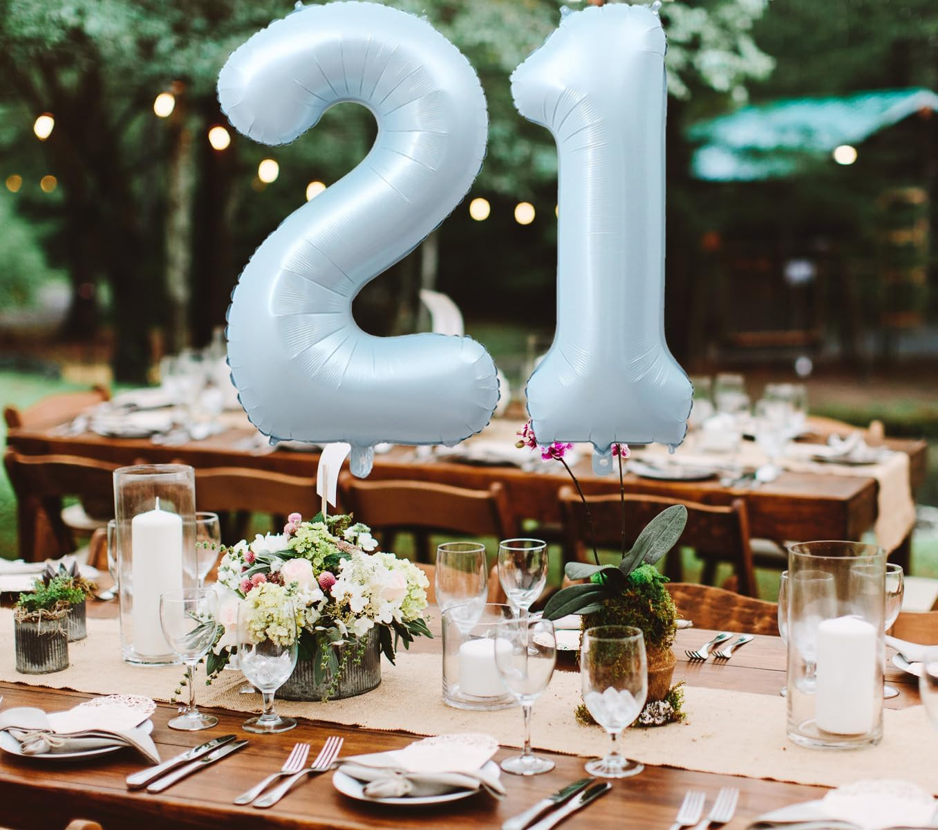 40 Inch Light Blue Number 21 Balloons Giant Foil Mylar Helium | 12Th or 21St Ann