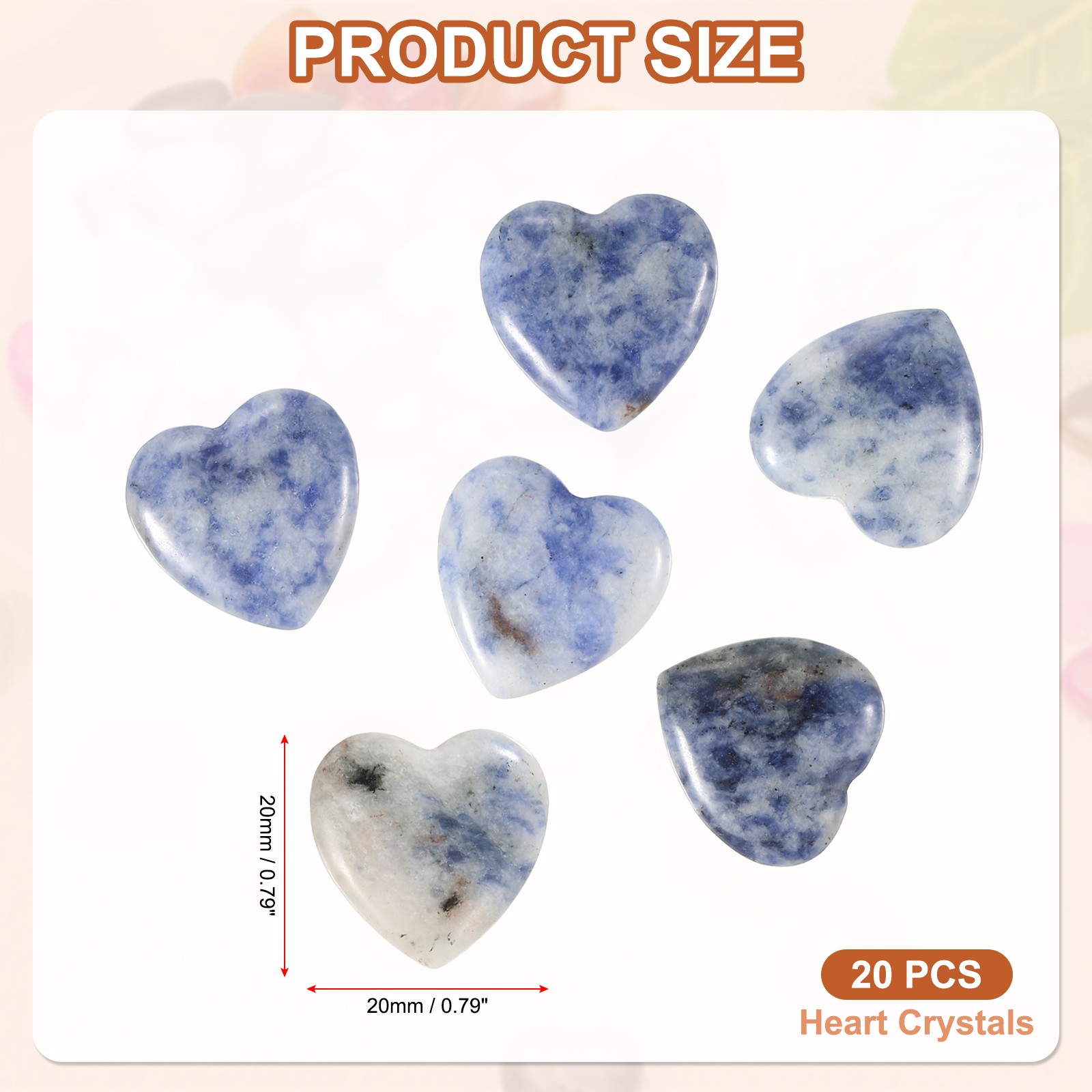 20 Pcs Heart Crystals Stone Natural Crystal Love Gemstone Bulk Set Blue