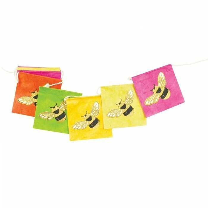 Eco Paper Bumblebee Garland 5 Ft Handmade Fair Trade Birthday Bunting Child Room