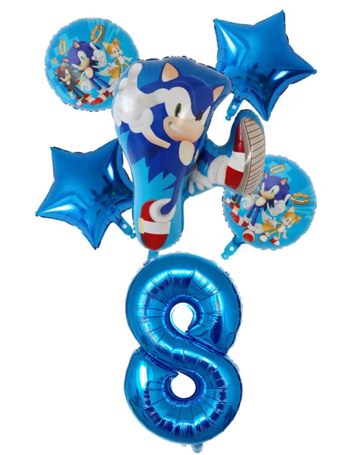 6pcs Sonic The Hedgehog Foil Number Balloons Birthday Decorations Boy Girl Sonic