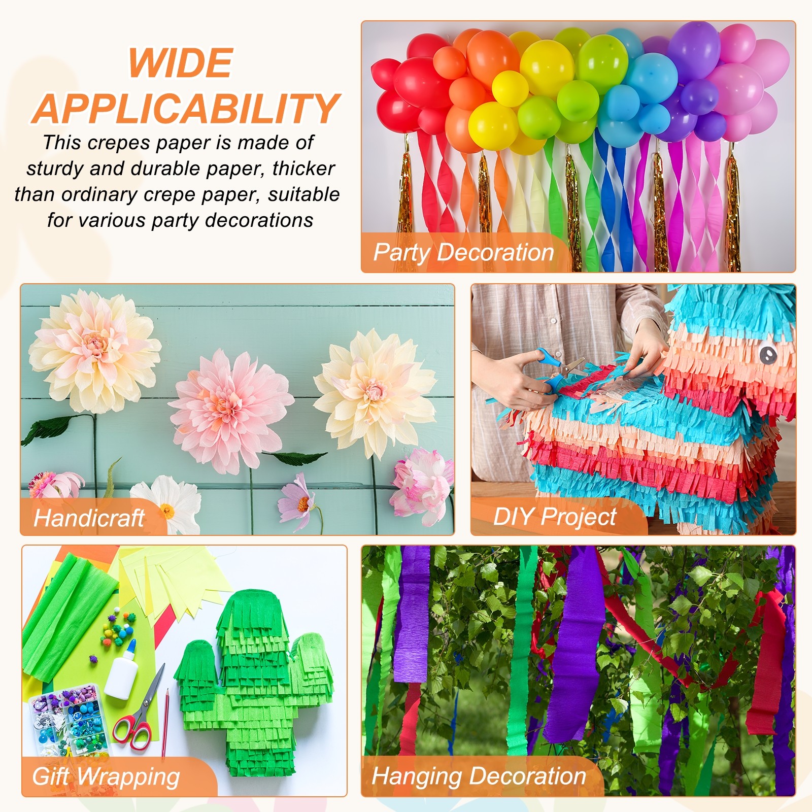 Crepe Paper, 7.9ft Long 20 Inch Wide Light Pink Crepe Paper Roll