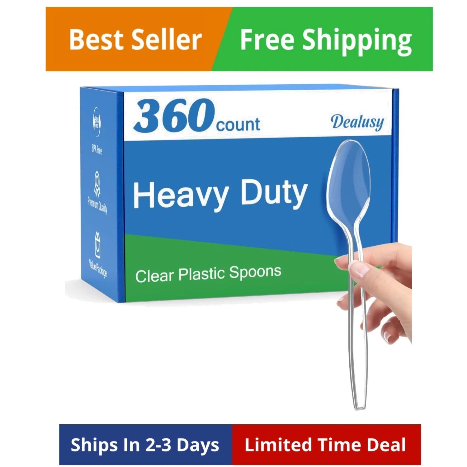 360 Count Clear Plastic Spoons Disposable, BPA-Free, Heat Resistant, Solid an…