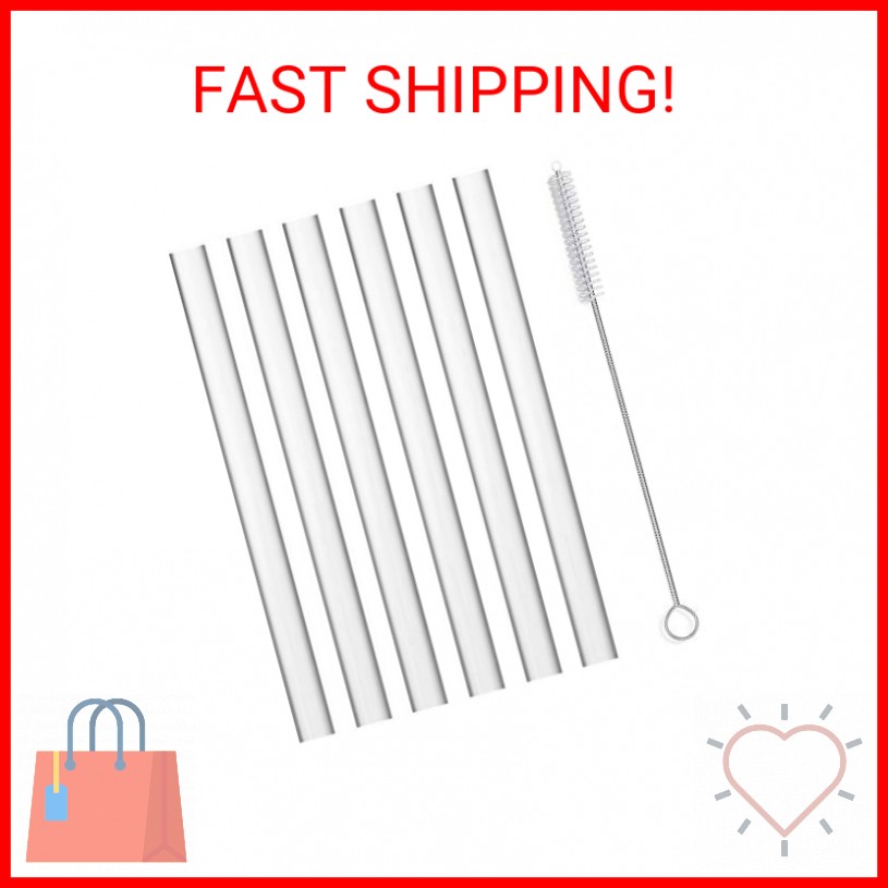 ALINK Extra Wide Reusable Clear Silicone Boba/Bubble Tea Straws, 14mm X 10″ Larg