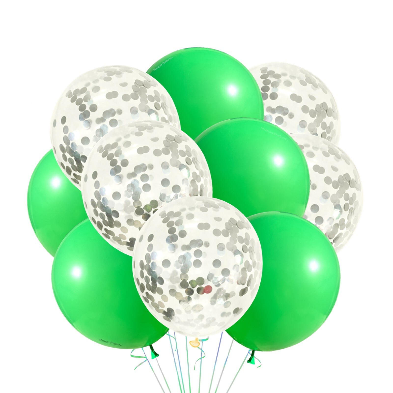 Silver sequin confetti W/ Pick Solid Color Balloons 12″ Classic Birthday Party