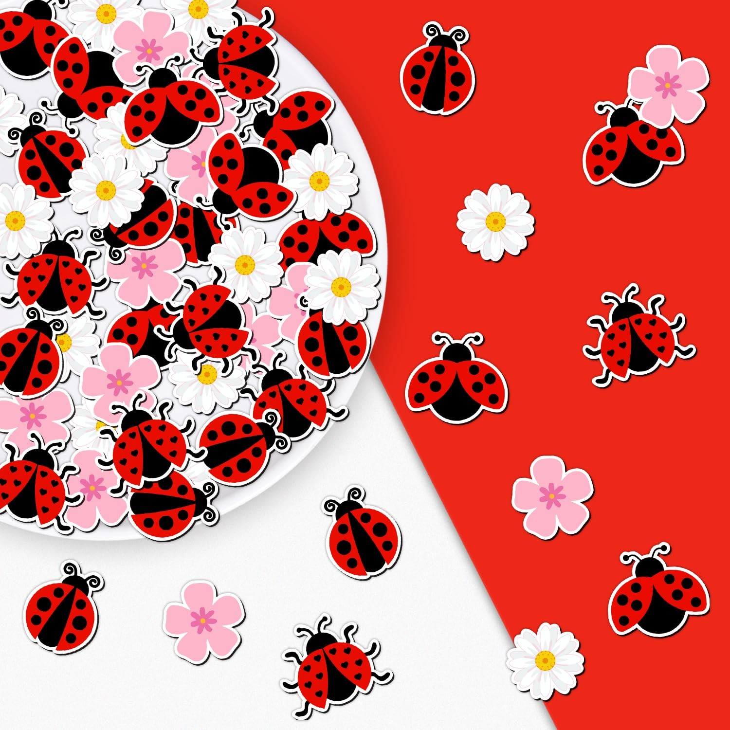 200pcs Ladybug Party Confetti Little Ladybug Table Decorations Double Sided P…