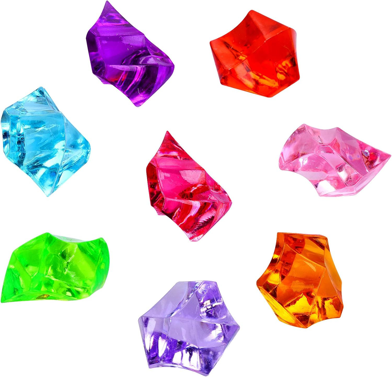 180-190Pcs Multicolored Acrylic Fake Gems, Crushed Ice Rocks, Plastic Gems Jewel