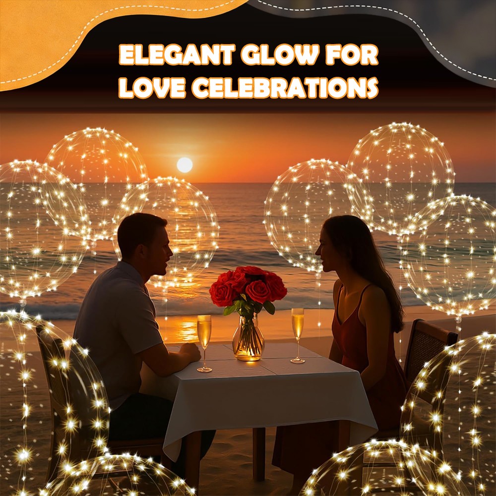10 PCS LED Light Up Balloons Clear Glow Bobo-Balloon for Birthday Wedding Party