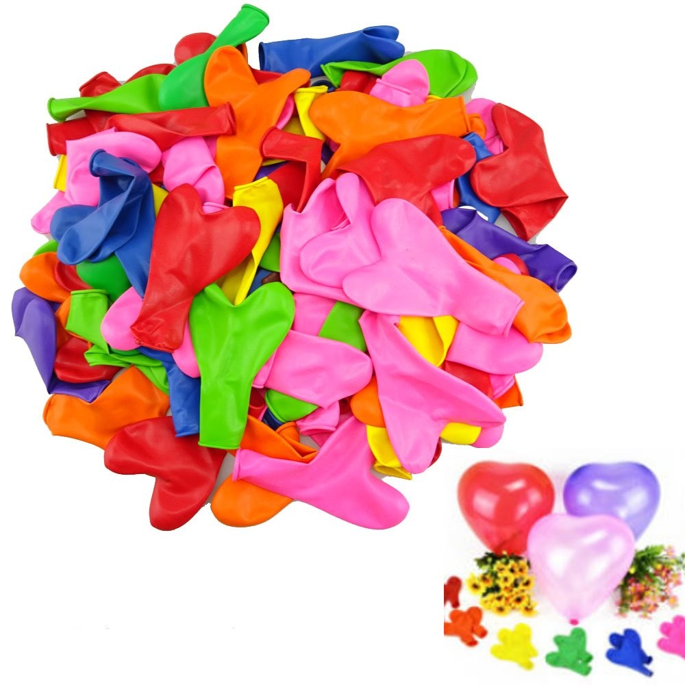 Pack of 100 Assorted Colors Love Heart Shaped 12 inch Latex Balloon for Home …
