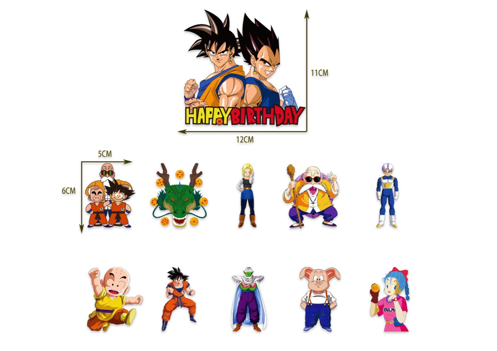 Dragon Ball Birthday Banners, Dragon Ball Balloons, Dragon Ball Cake Toppers