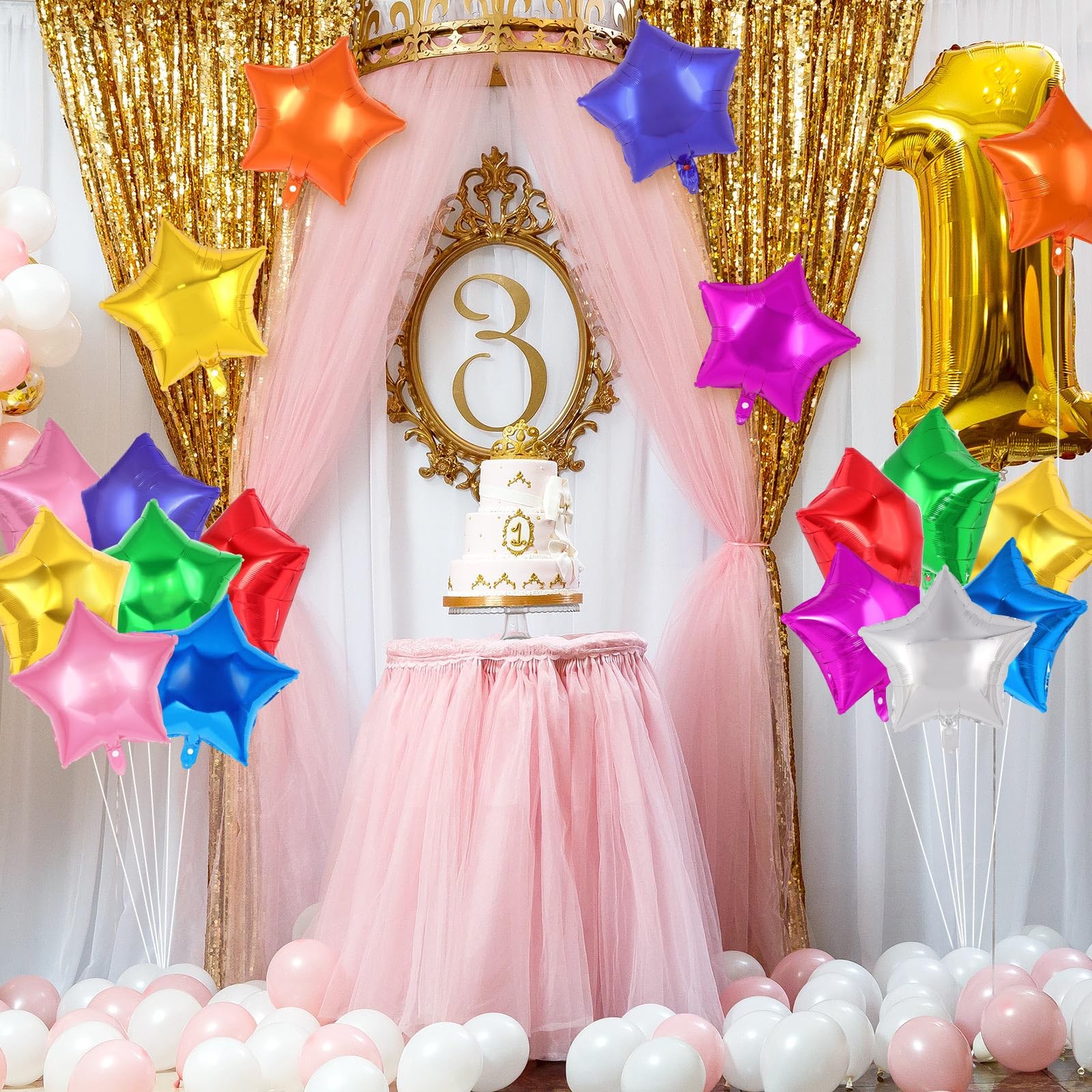 20 Pcs Star Balloons,18 Inch Mixed Color Star Foil Balloons,Stars Shaped Ball…