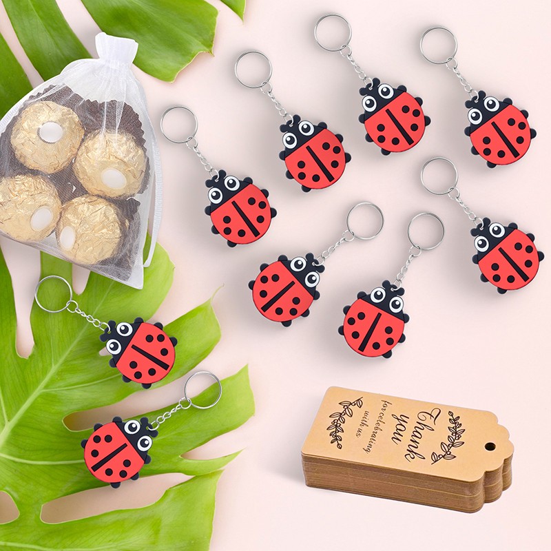 20 Set Ladybug Party Favors Include 20 Keychains,20 Thank You Tags And 20 Bag TO