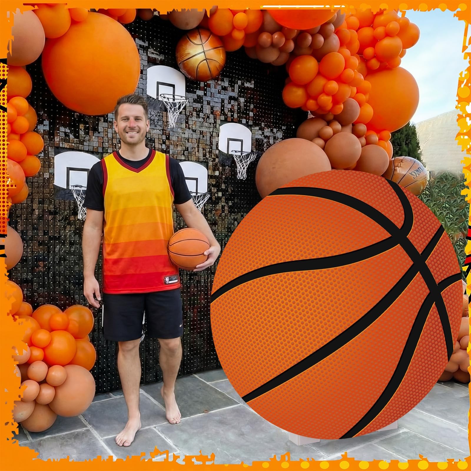 3.9 ft Large Basketball Party Signs Decoration Sports Cardboard Cutout Stand …