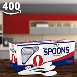 Heavy Duty Plastic Teaspoons, Disposable Bulk Utensils | 400 Count Heavy Duty