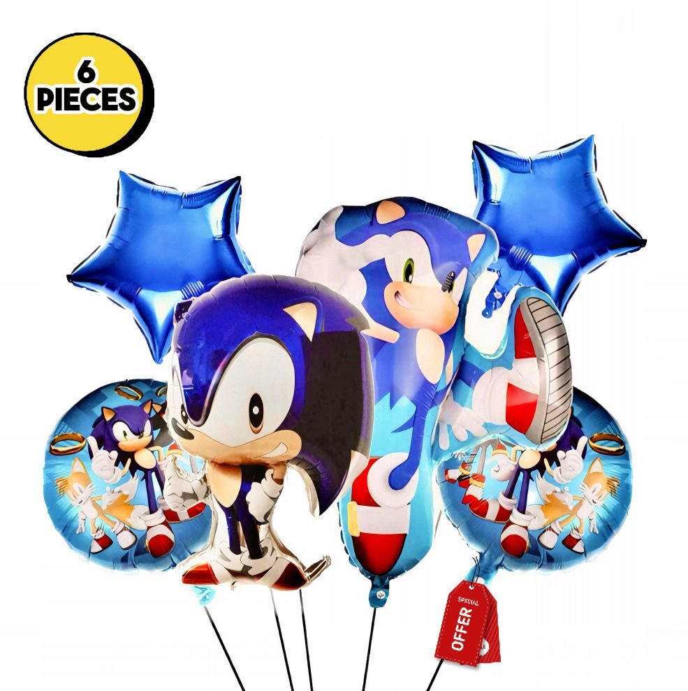 Sonic The Hedgehog Foil Latex Balloons Banner Birthday Party Decorations