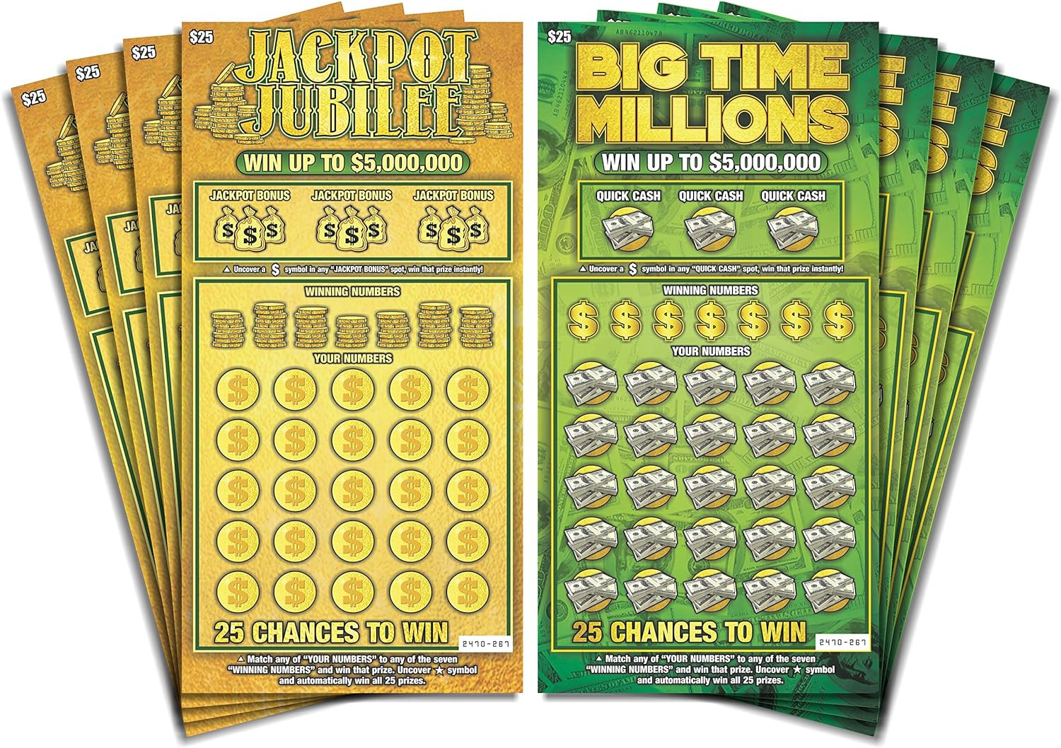 Prank Gag Fake Lottery Tickets – 8 Total Tickets, 4 of Each Winning Tick