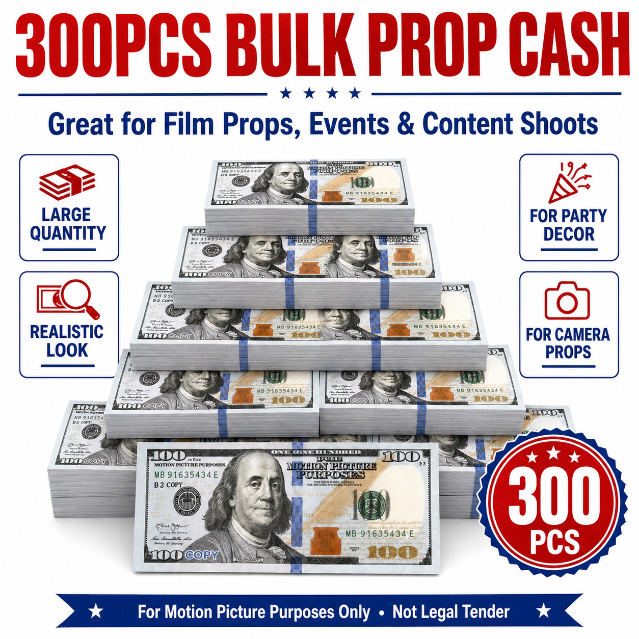 300 pcs Movie Props money Fake bills look real for video party,Education Toys