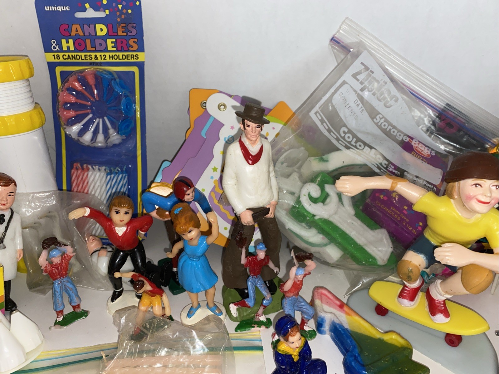 Vintage Lot Of Cake Toppers Ballerina’s Sports Flags Hearts, Christmas Gnome