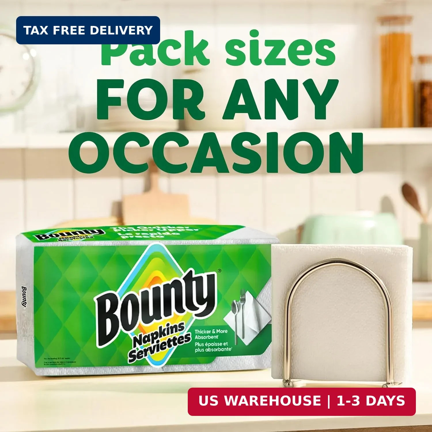 Bounty Paper Napkins, White, 400 Count