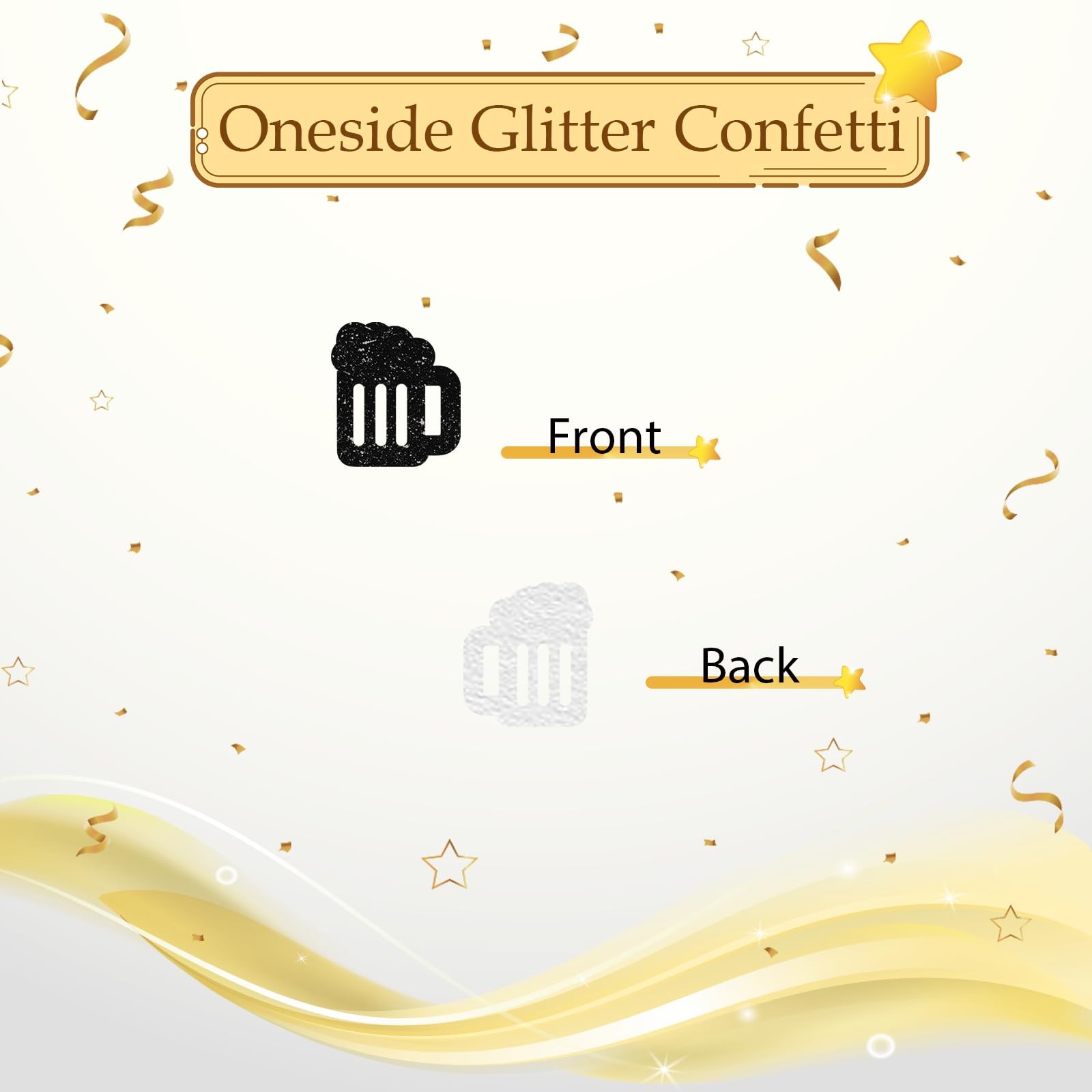 120pcs Beer 50th Birthday Confetti, Black&Gold Glitter Cheers to Fifty Years Tab