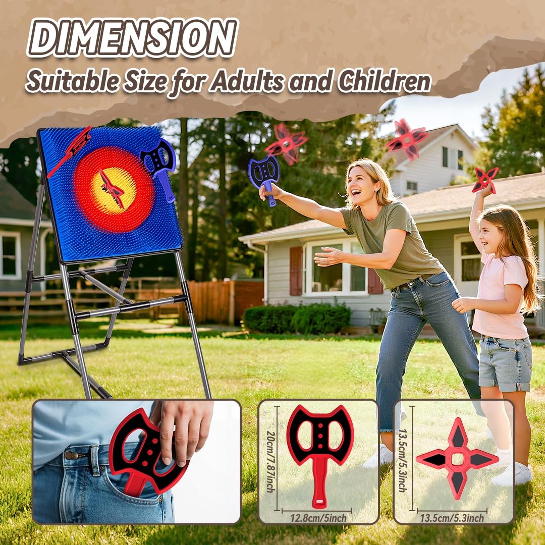 Axe Throwing Game for Backyard, Target Set 16 Axes Blue