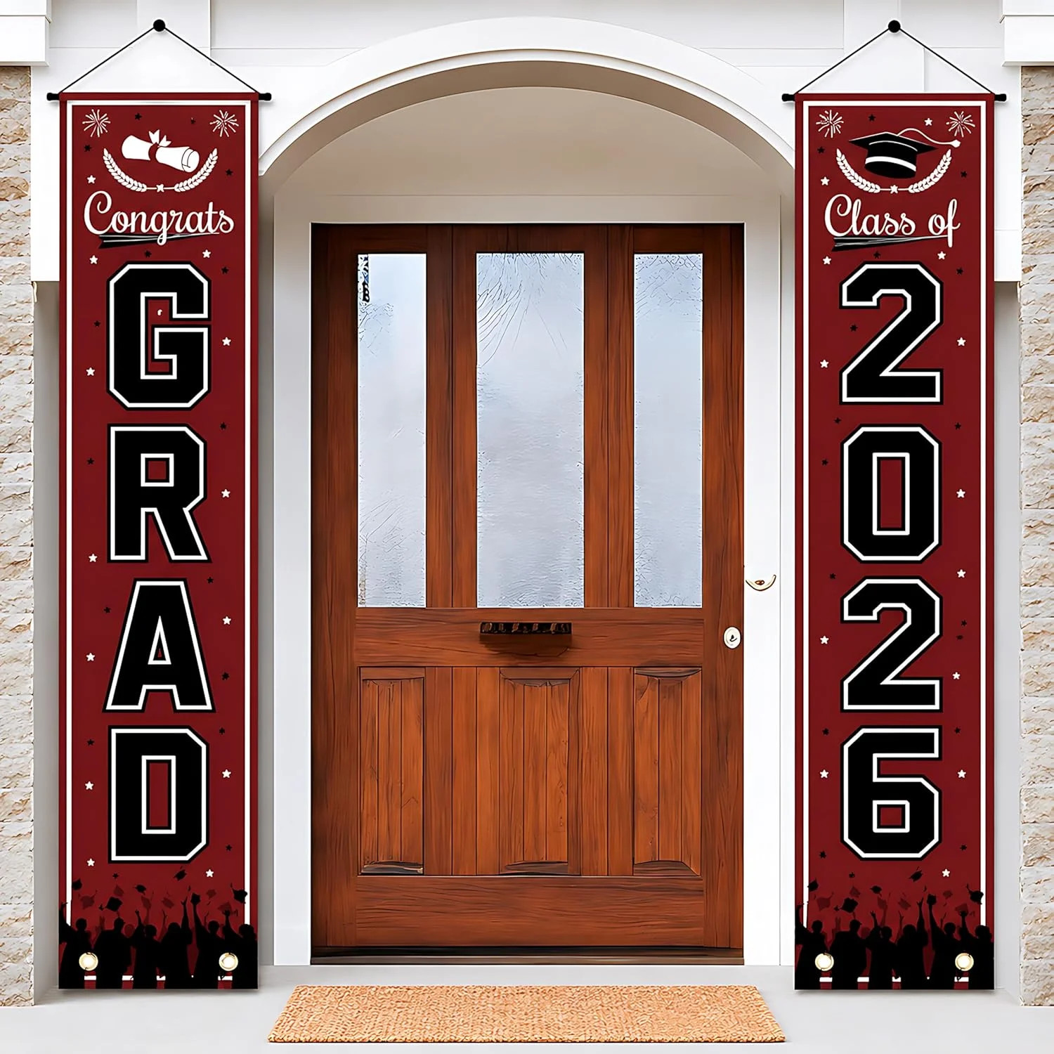 Graduation Decorations 2026 – Maroon Congrats Grad Porch Banner for Gradua